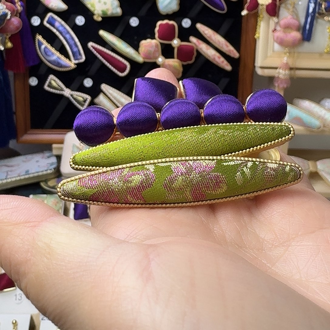 皮质铁合金纯手工制作宋锦发夹