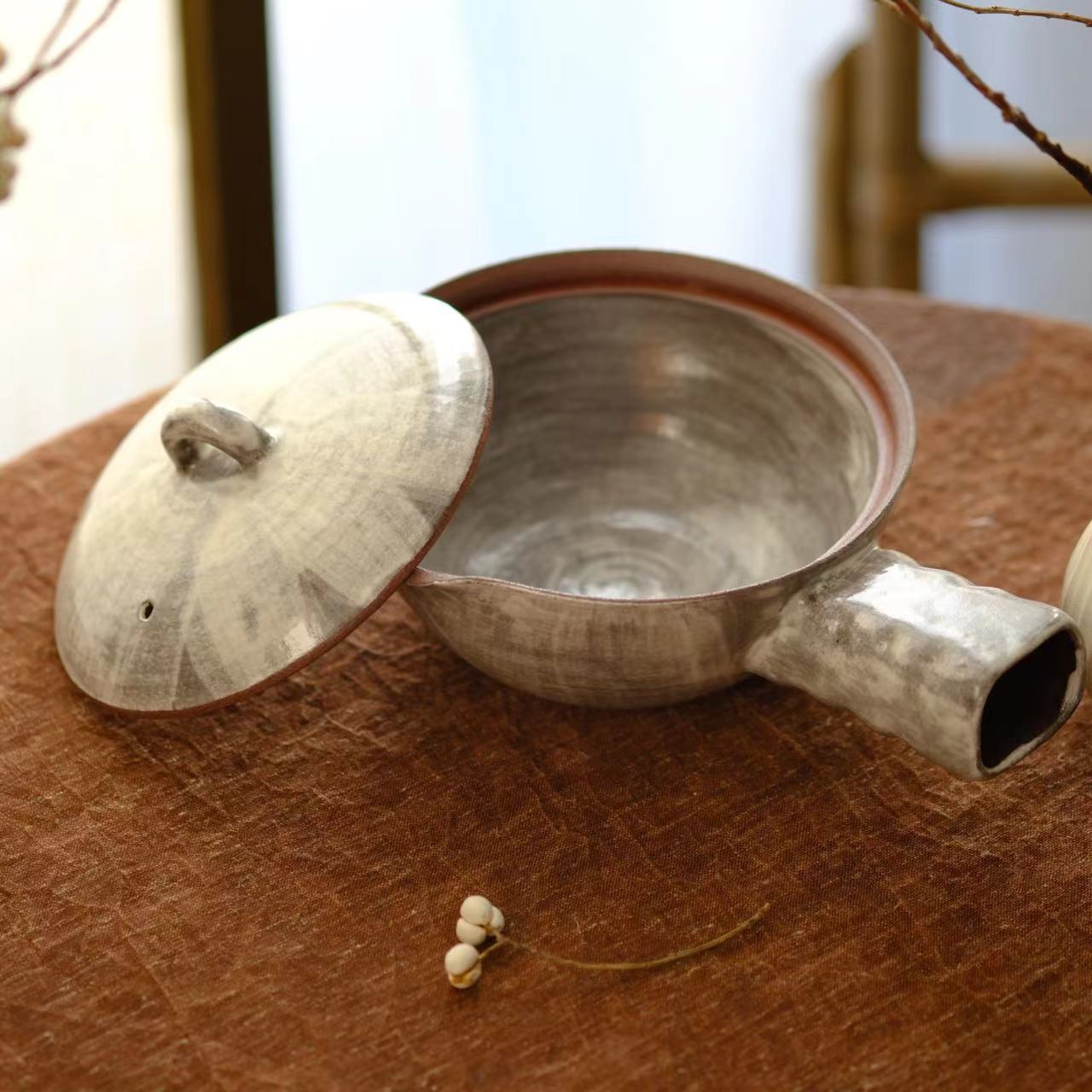 小喜宅 （微瑕）喜禄侧把小砂锅（容量约400ml）