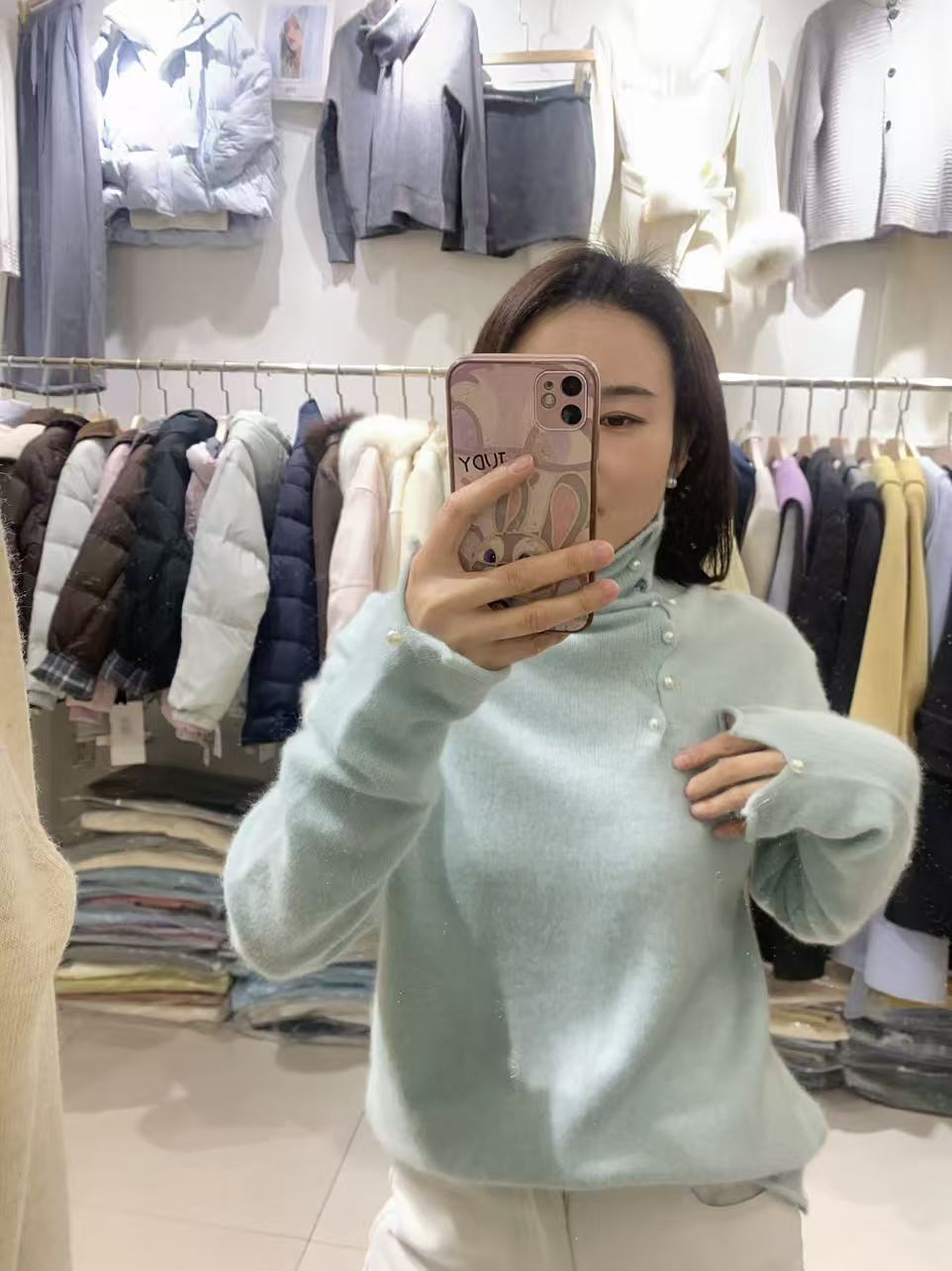 条纹纯色上衣套头秋季拼接毛针织衫打底衫时尚堆堆领长袖羊毛