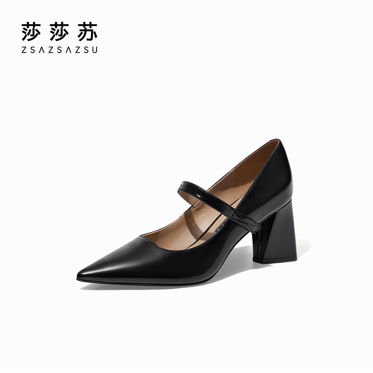 莎莎苏秋款尖头高跟通勤浅口单鞋玛丽珍鞋ZA53501-13