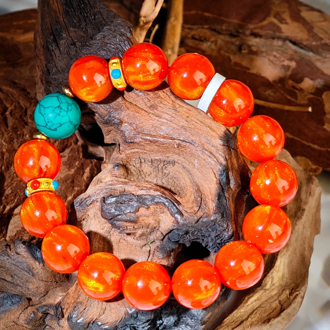 【 炎轩文趣斋】lz红色金丝带松手串（不带礼盒）