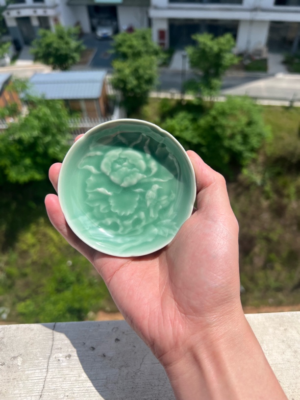 龙泉家用小号醋碟味碟蘸料碟蘸酱碟餐盘梅子青色口径9厘米