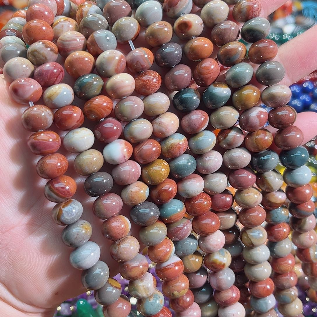 玛瑙/玉髓未镶嵌珠宝半成品阿拉善胖算盘一条12mm