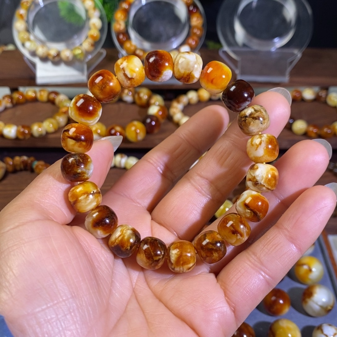 蜜蜡未镶嵌裸石天然沁色蜜蜡老型手串11➕mm