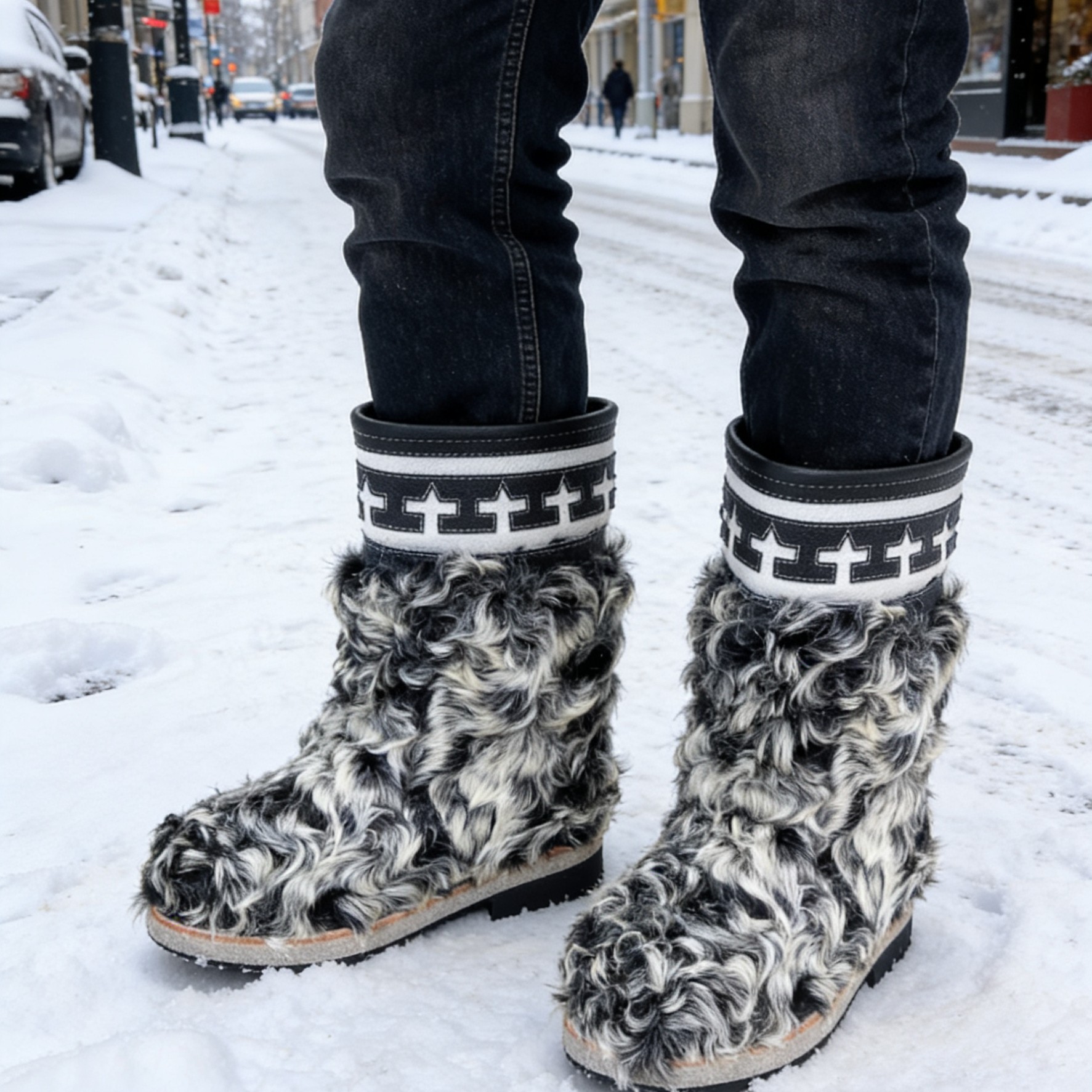 【女210-185】10寸中筒风霜雪皮毛一体羊毛内里防滑雪地靴