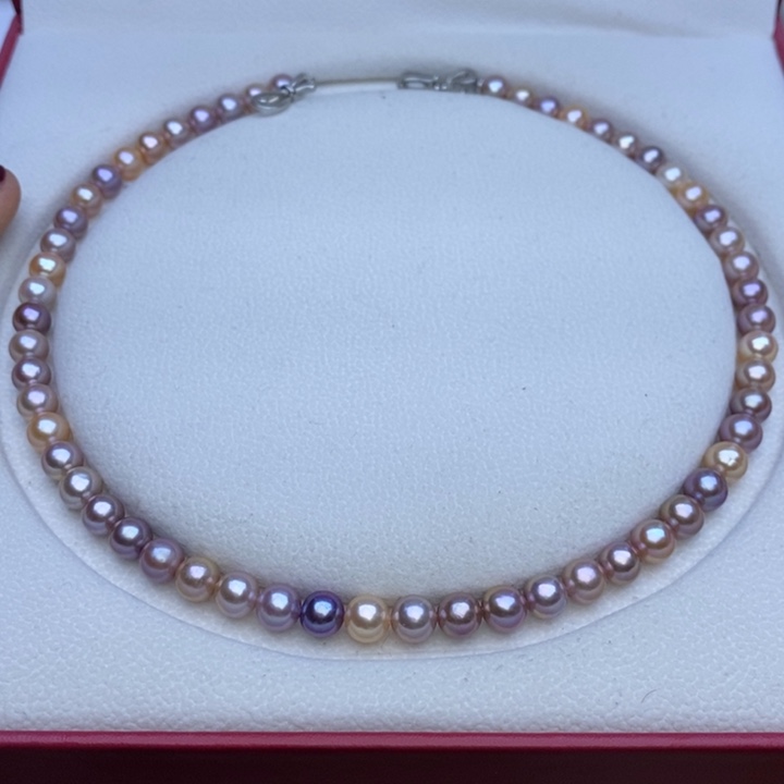 淡水珍珠项链未镶嵌7-8mm金属混彩