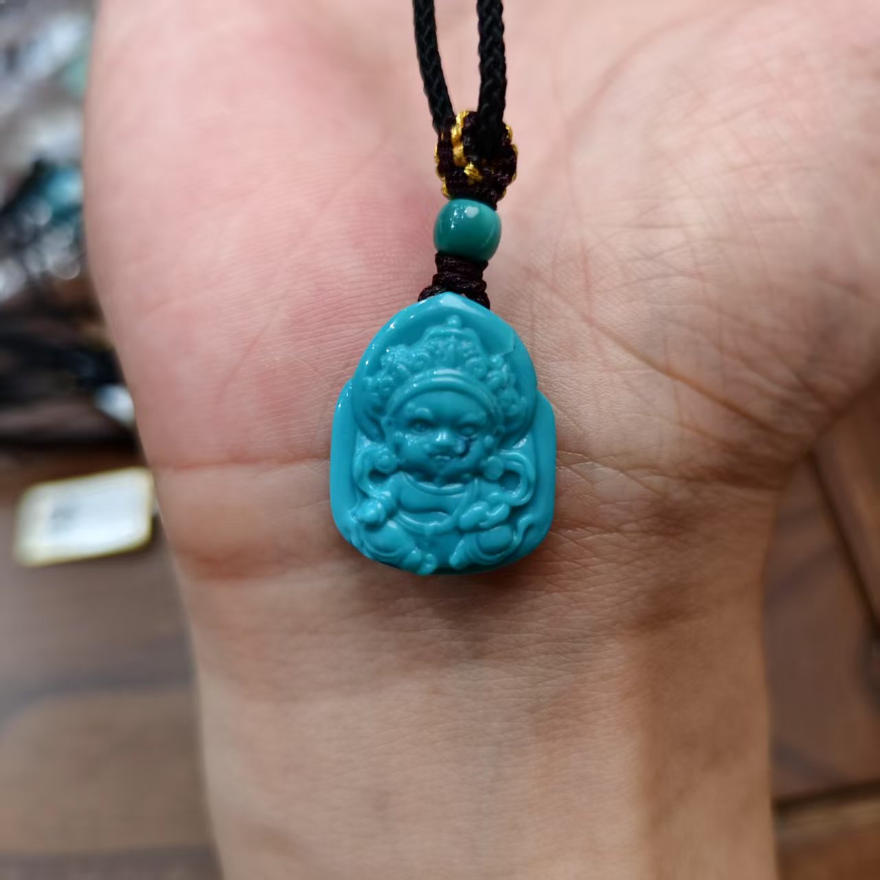 【铭舍】绿松石雕刻吊坠时尚百搭-377