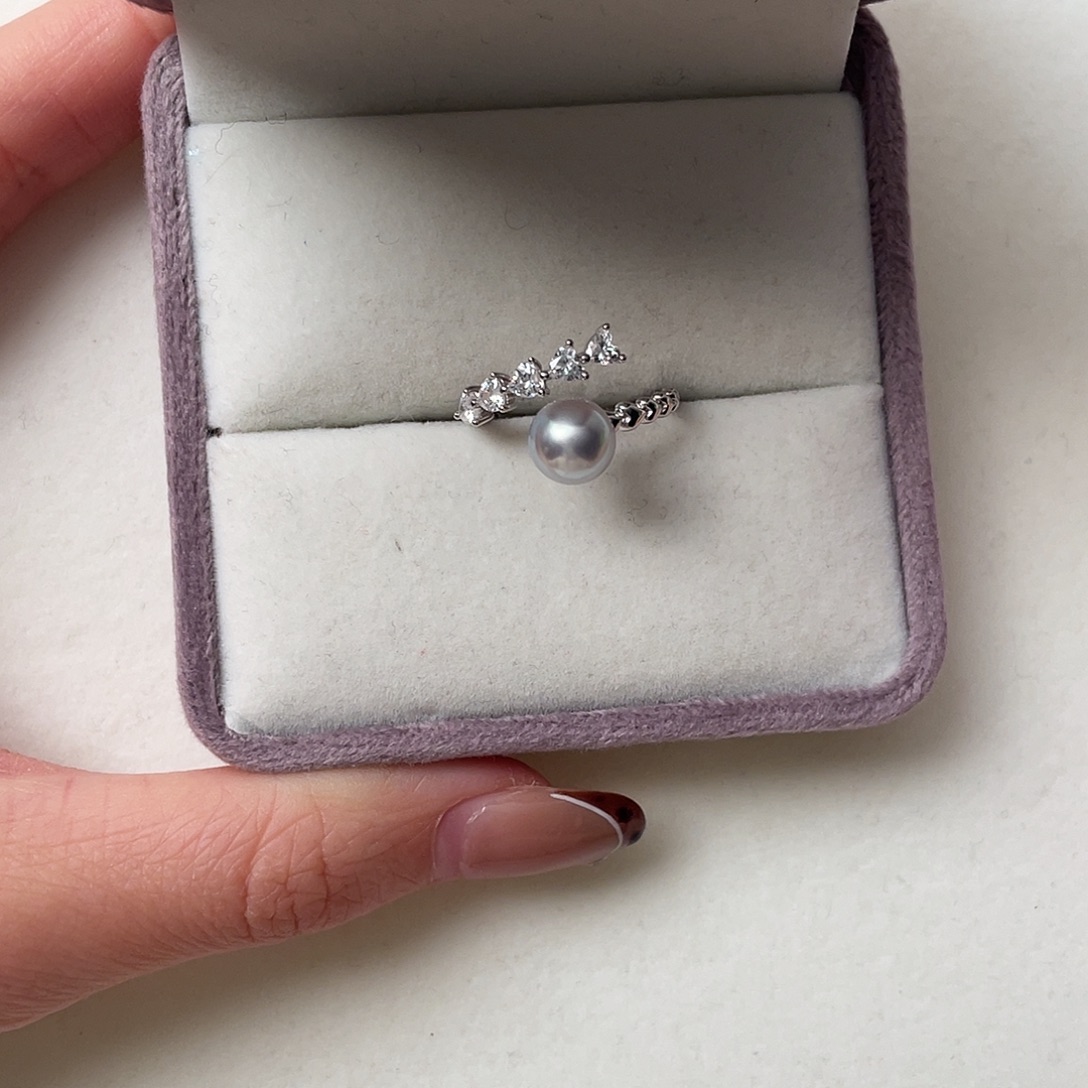 海水珍珠银S925镶嵌戒指