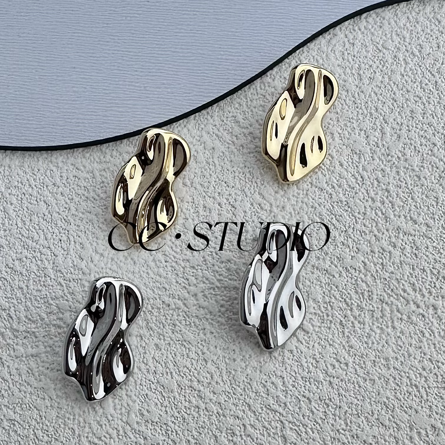 铜合金耳饰 欧美个性小众树叶耳钉