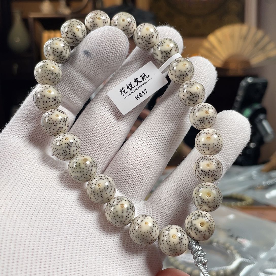 手串星月菩提12mm 石玉料针尖星圆珠手持 K617