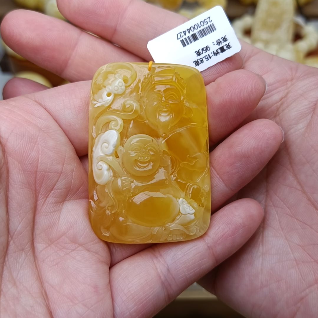 蜜蜡裸石未镶嵌财富一生