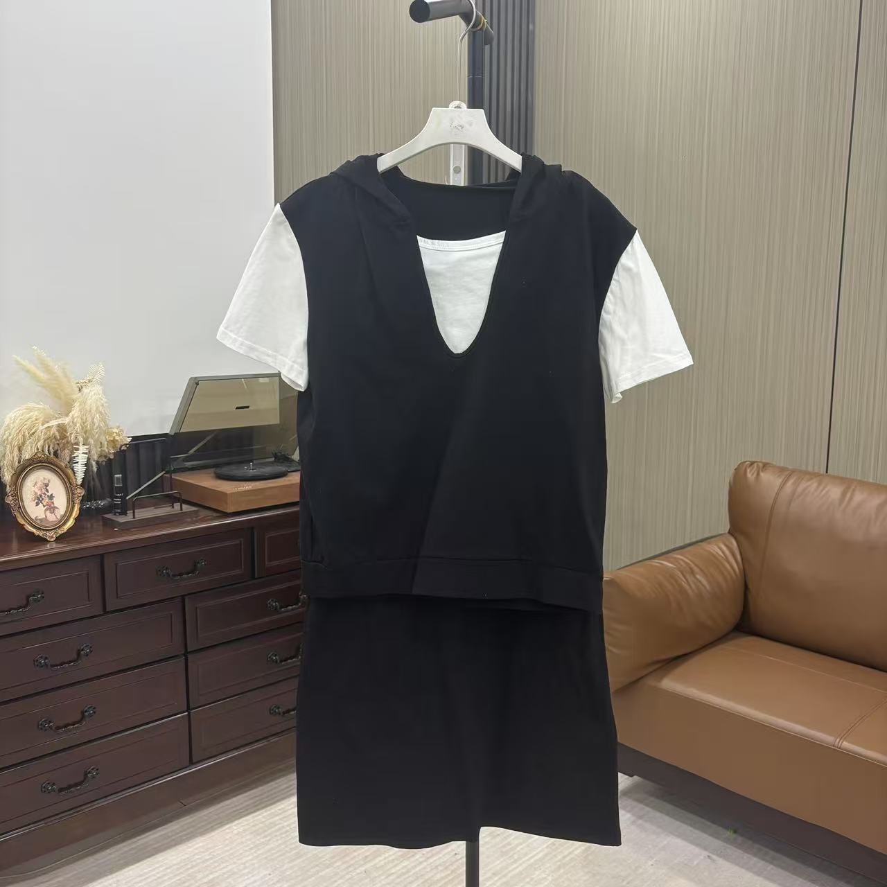 001，时尚2025夏季新款运动休闲短袖半身裙套装