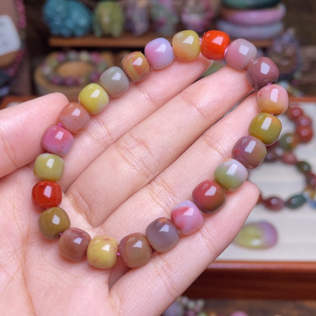 玛瑙/玉髓珠宝半成品未镶嵌盐源玛瑙老型手串