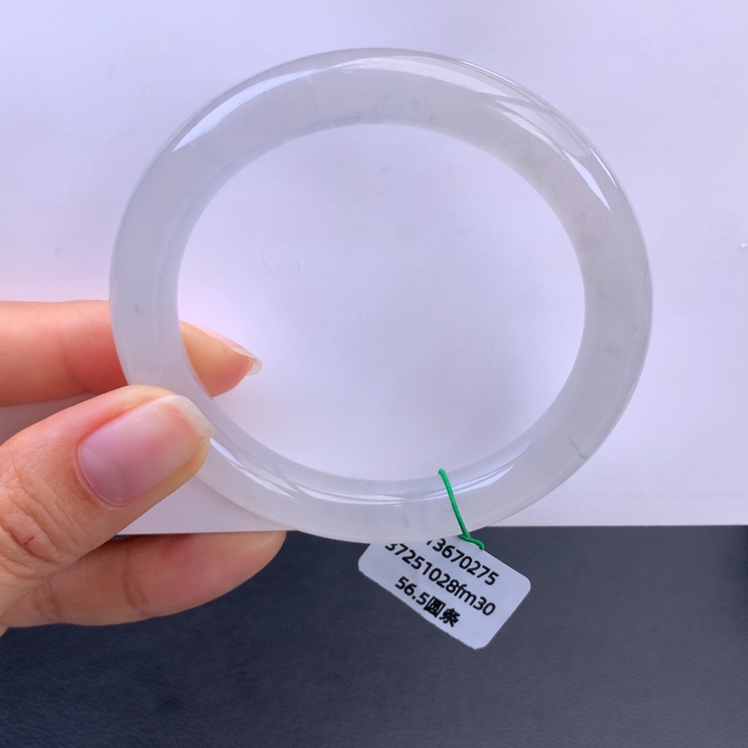 翡翠未镶嵌手镯白冰圆条手镯