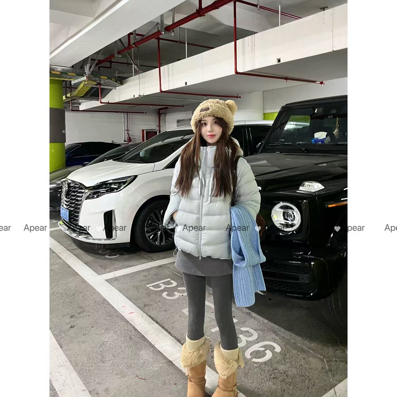 七色纺【排骨泡芙】防风百搭白鸭绒冬季新款连帽轻软羽绒服QSF-1239