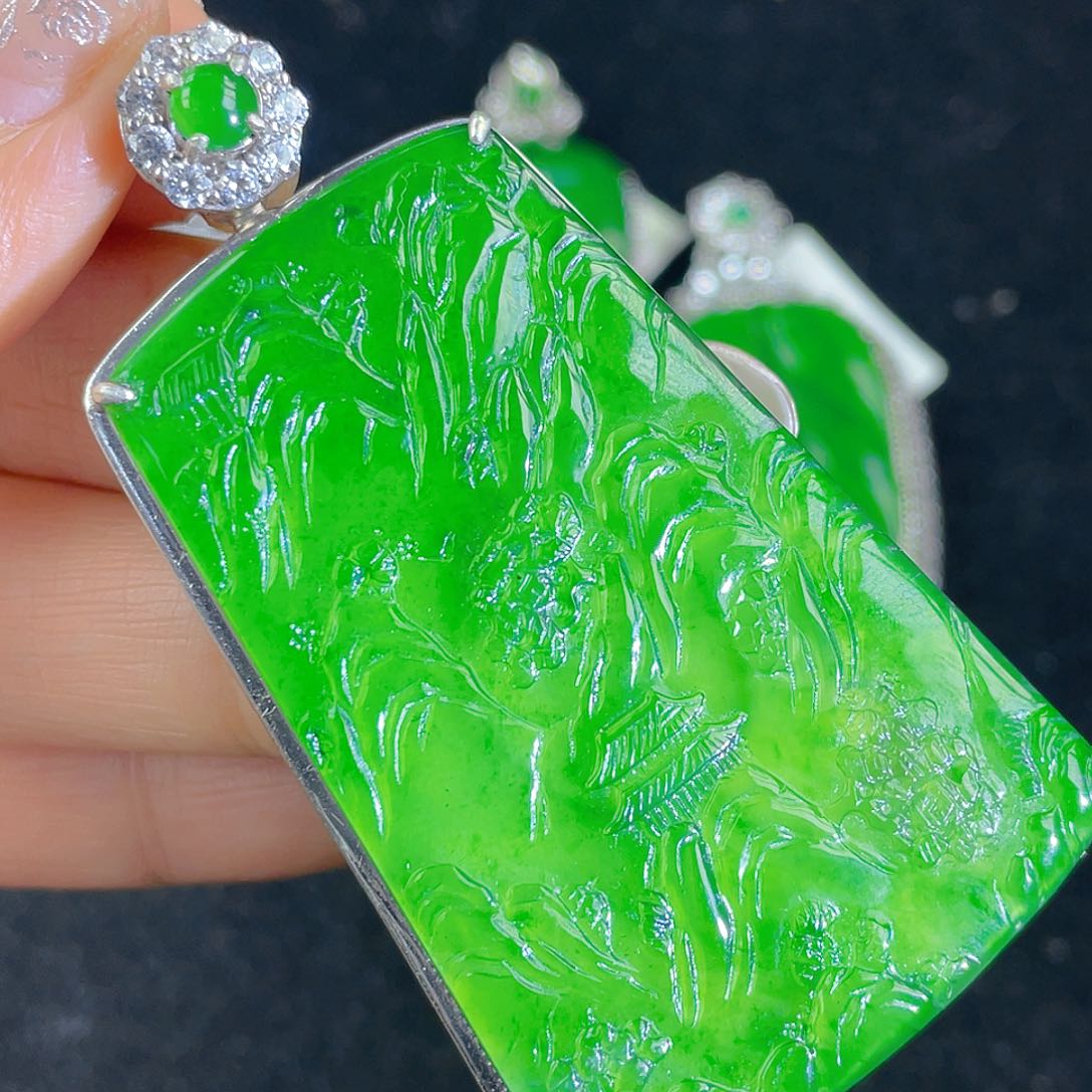 翡翠吊坠(不含链)银S925镶嵌