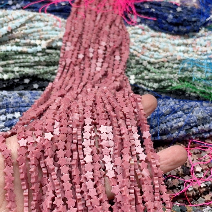 玛瑙/玉髓合金珠宝半成品一条6mm红纹星星