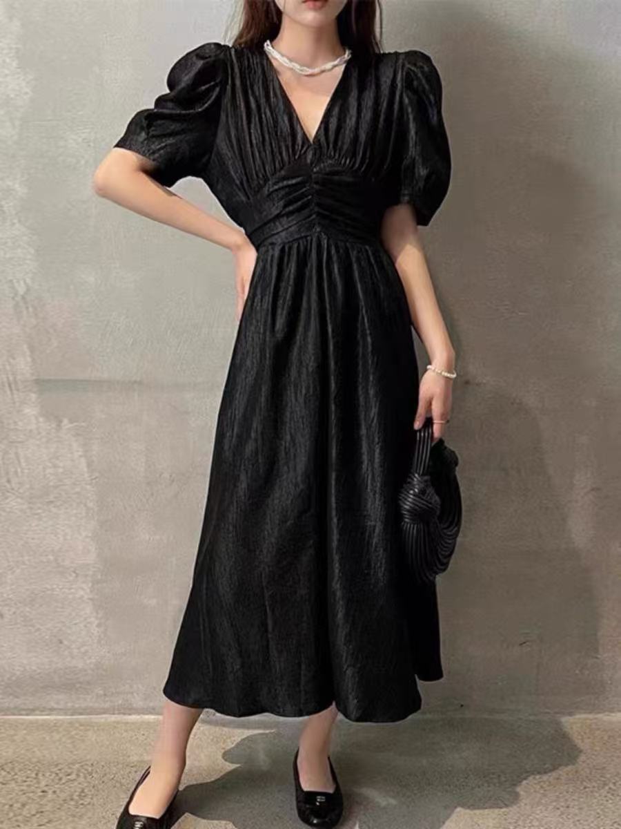 【杭州-意法】NN1911-时尚女装设计感新款连衣裙法式收腰气质显瘦