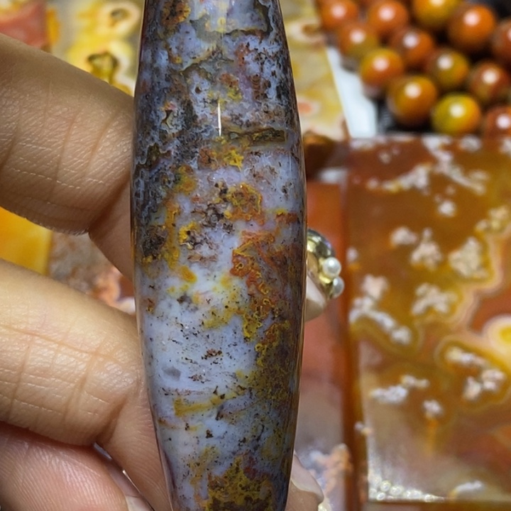 玛瑙/玉髓颈饰足银镀金镶嵌七**石
