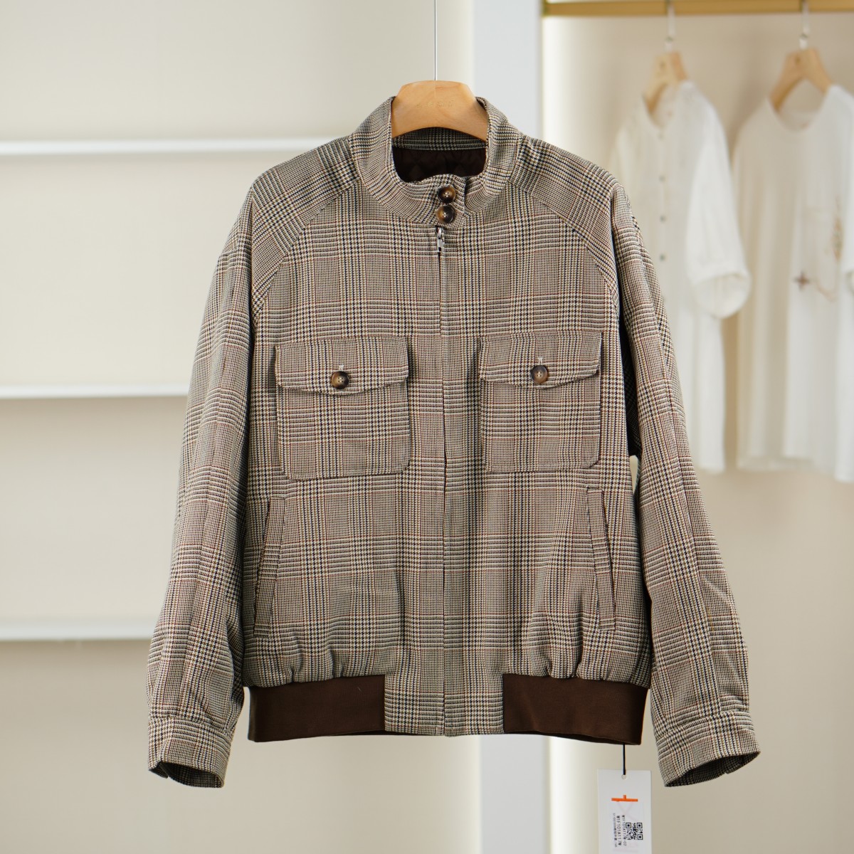 麦迪尚品【文M】511051026 秋季时尚立领格纹外套品牌女装折扣