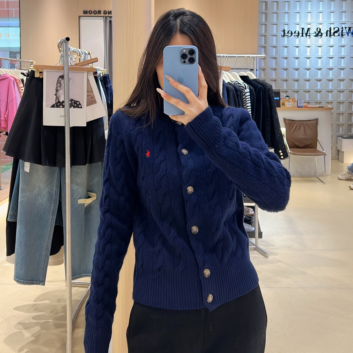 小马麻花上衣立体镂空纽扣针织开衫