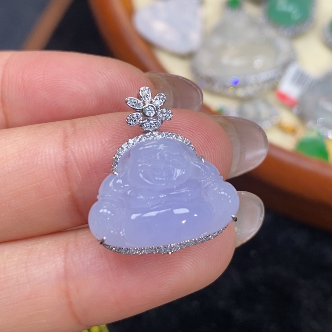 翡翠吊坠(赠链)18K金镶嵌