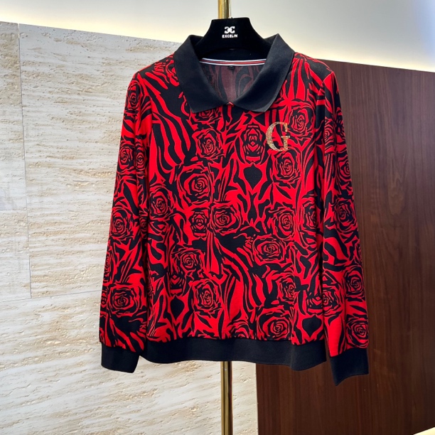 断码孤品A5【红色玫瑰翻领卫衣】秋冬新款休闲烫钻减龄显瘦女士上衣