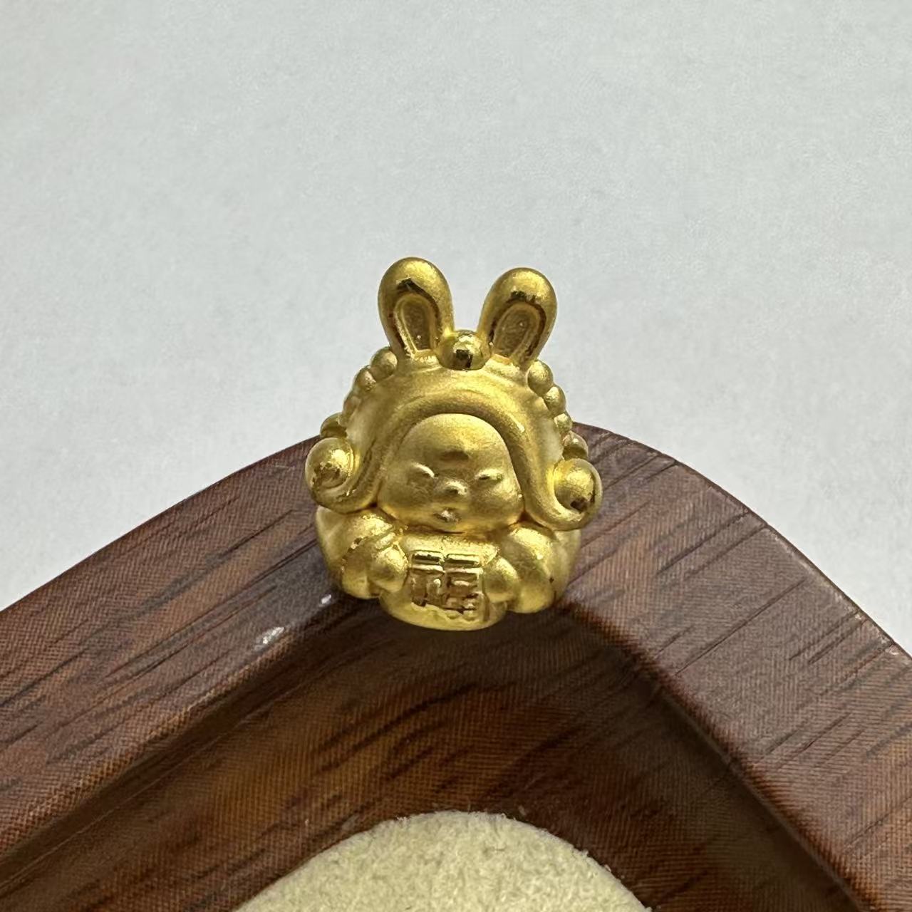 黄金直播间足金999萌兔纳福转运珠黄金配件DP2647-0920