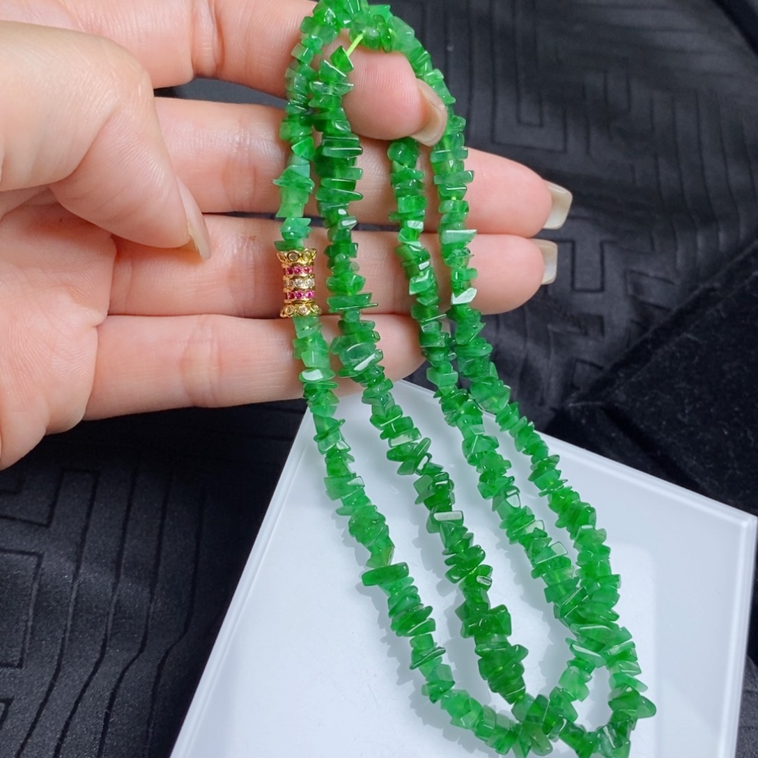 翡翠未镶嵌项链碎冰冰