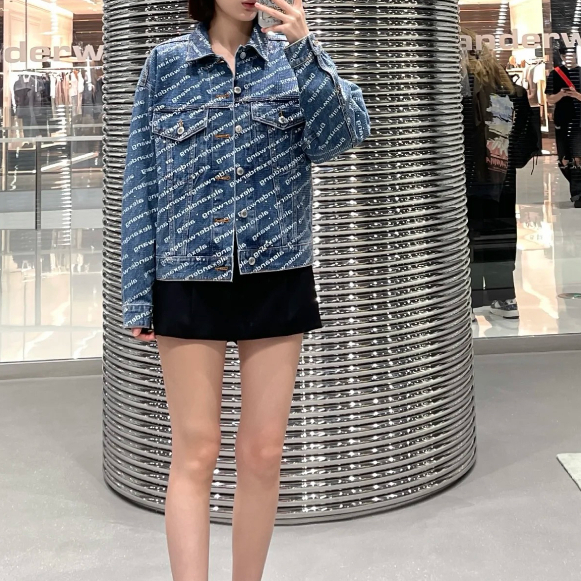 99新 Alexander McQueen/亚历山大·麦昆 印花牛仔外套/XS/SZ0099