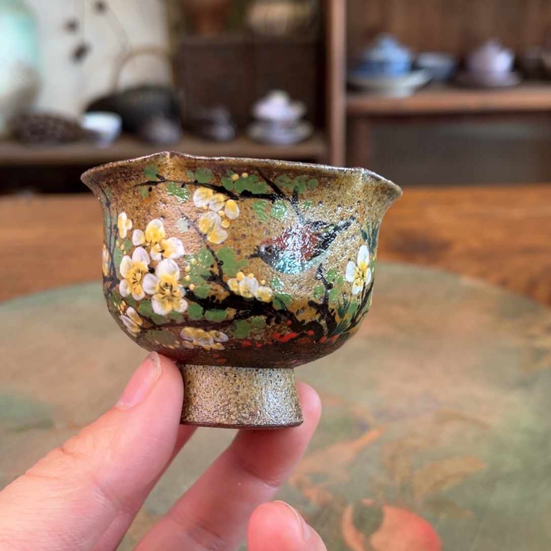 杯柴烧手工手绘陶瓷