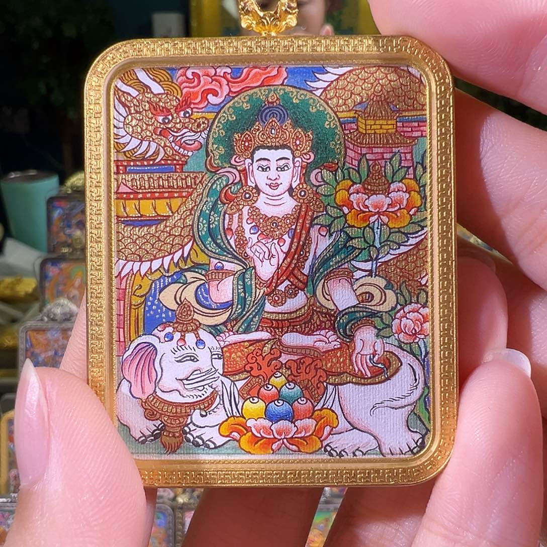 吊坠坐****～普贤热贡纯手手绘唐卡