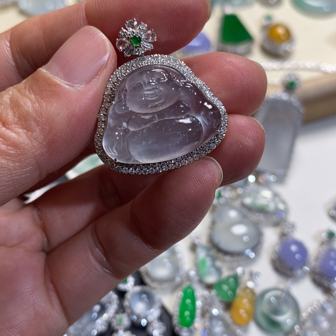 翡翠18K金镶嵌吊坠(不含链)佛公