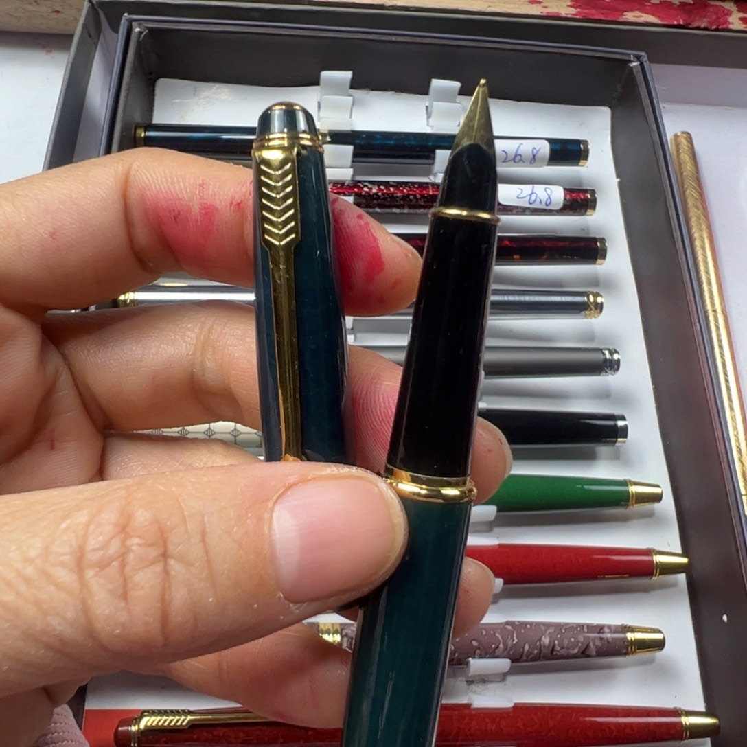 便携式蓝色156半明尖全铜内胆可用墨囊带盒子