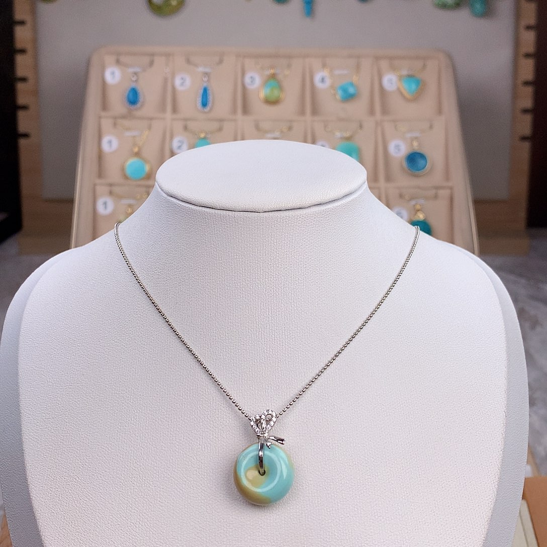 绿松石颈饰银S925镶嵌