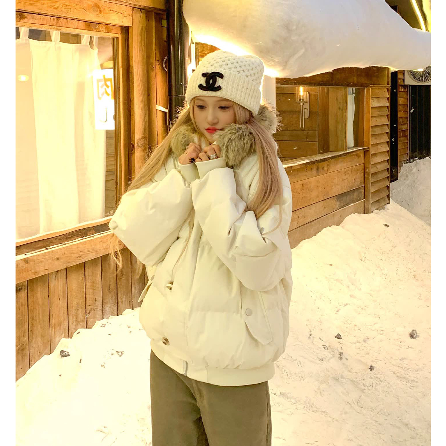 毛领连帽棉服外套男2025冬季潮情侣马甲棉袄宽松加厚保暖羽绒棉衣