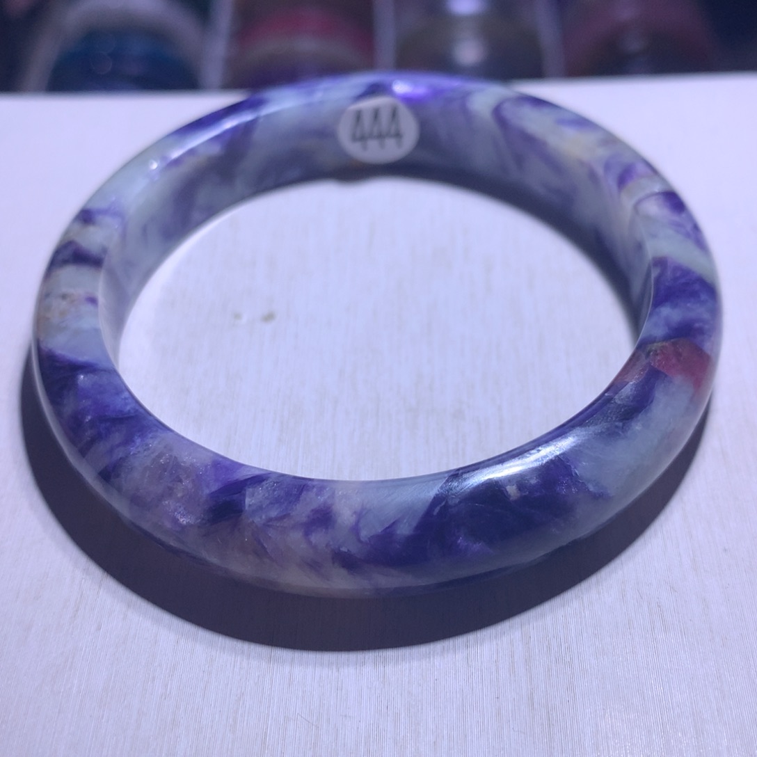 水晶银S925镶嵌手镯蓝龙晶58圈444