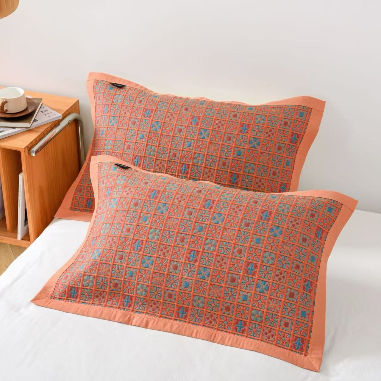 【花团锦簇】52cm*78cm色织加厚纱布大枕巾一对装                 