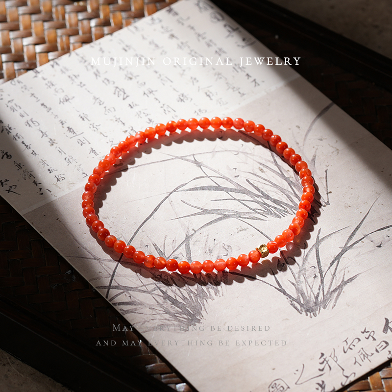 【学生专属】木槿槿天然南红玛瑙手串女款约3m小巧手链礼物珠宝饰品