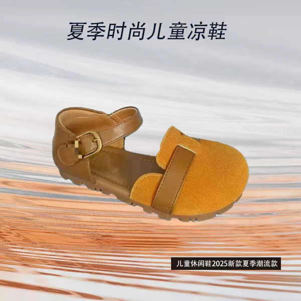 {TA}家夏季新款儿童女童时尚软底亲肤包头质感复古女宝博肯凉鞋