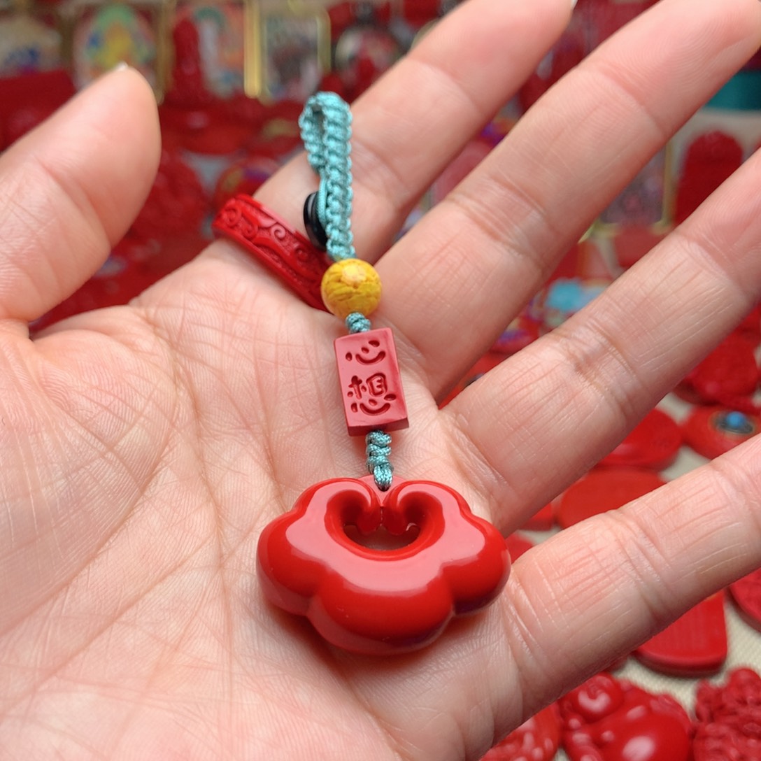 天然辰砂工艺品朱砂钥匙扣