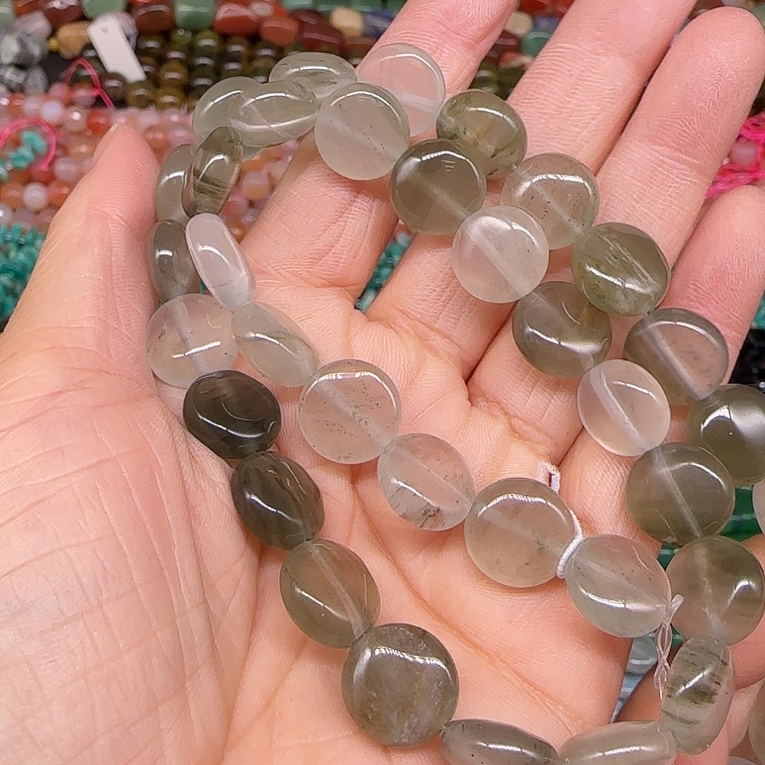 玛瑙/玉髓合金珠宝半成品12mm圆饼一条