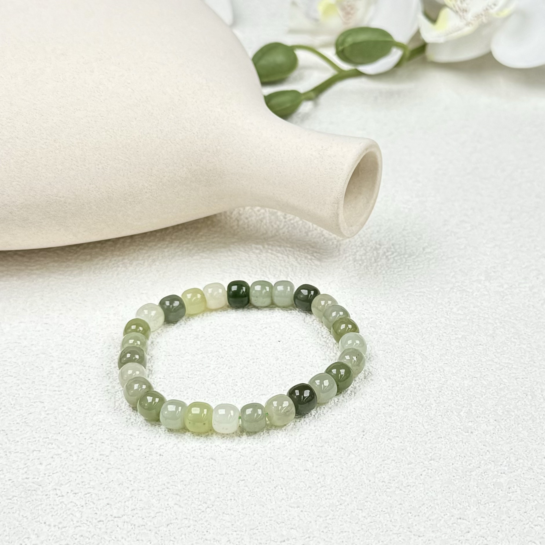 和田玉老型珠多宝7-8mm