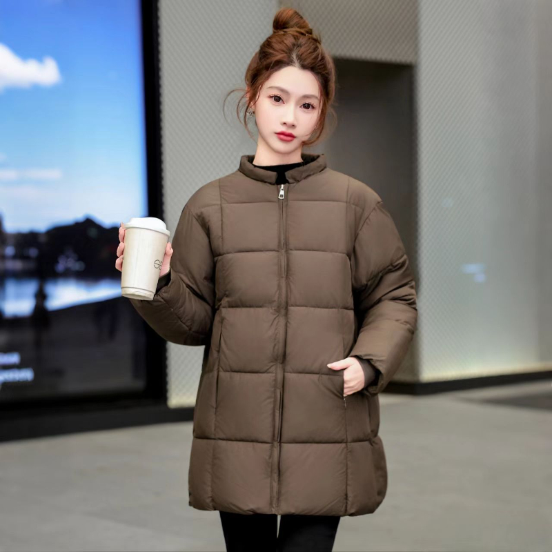 【503】韩系chic别致咖色简约通勤棉服外套女冬季加厚韩流外套上衣