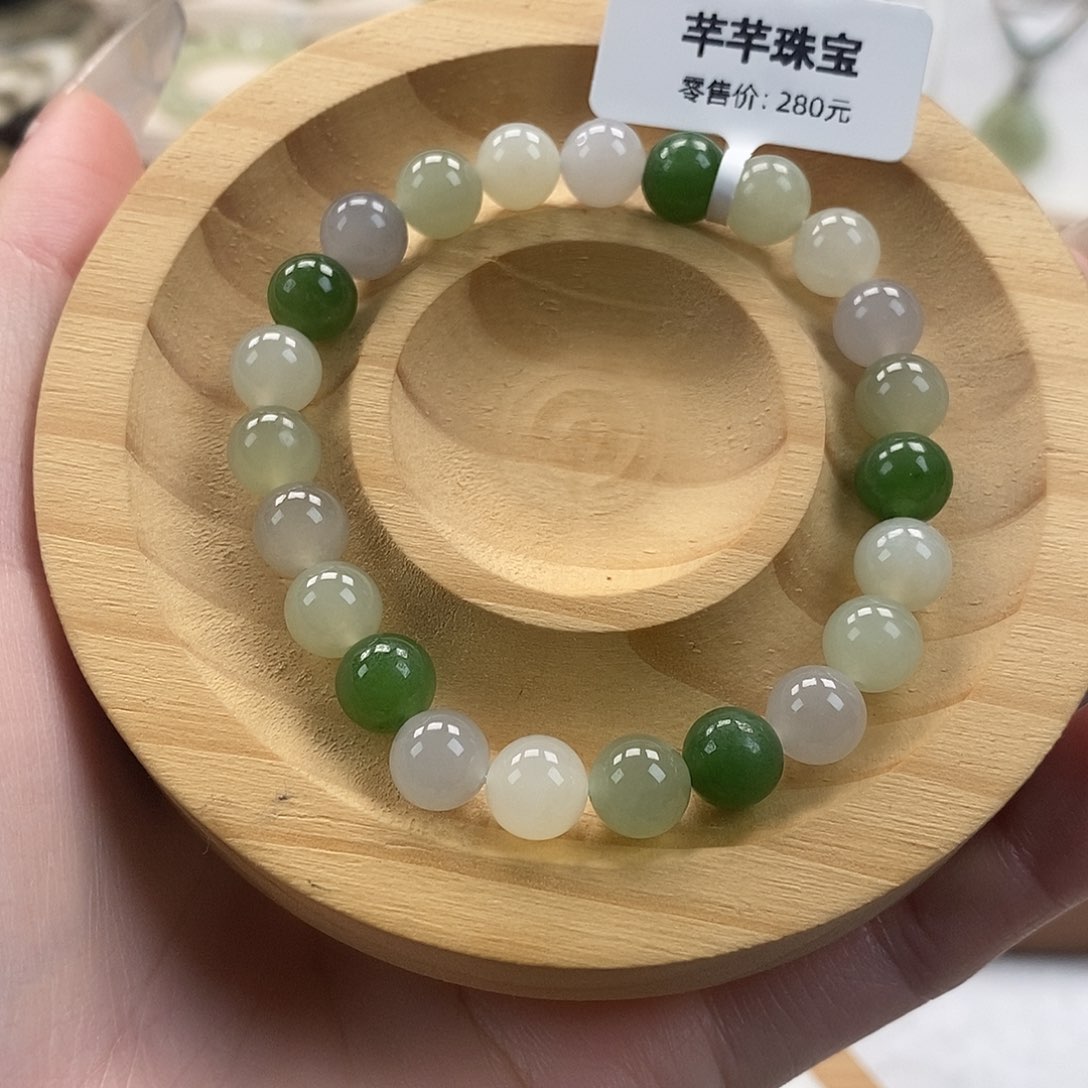 和田玉手链未镶嵌微瑕