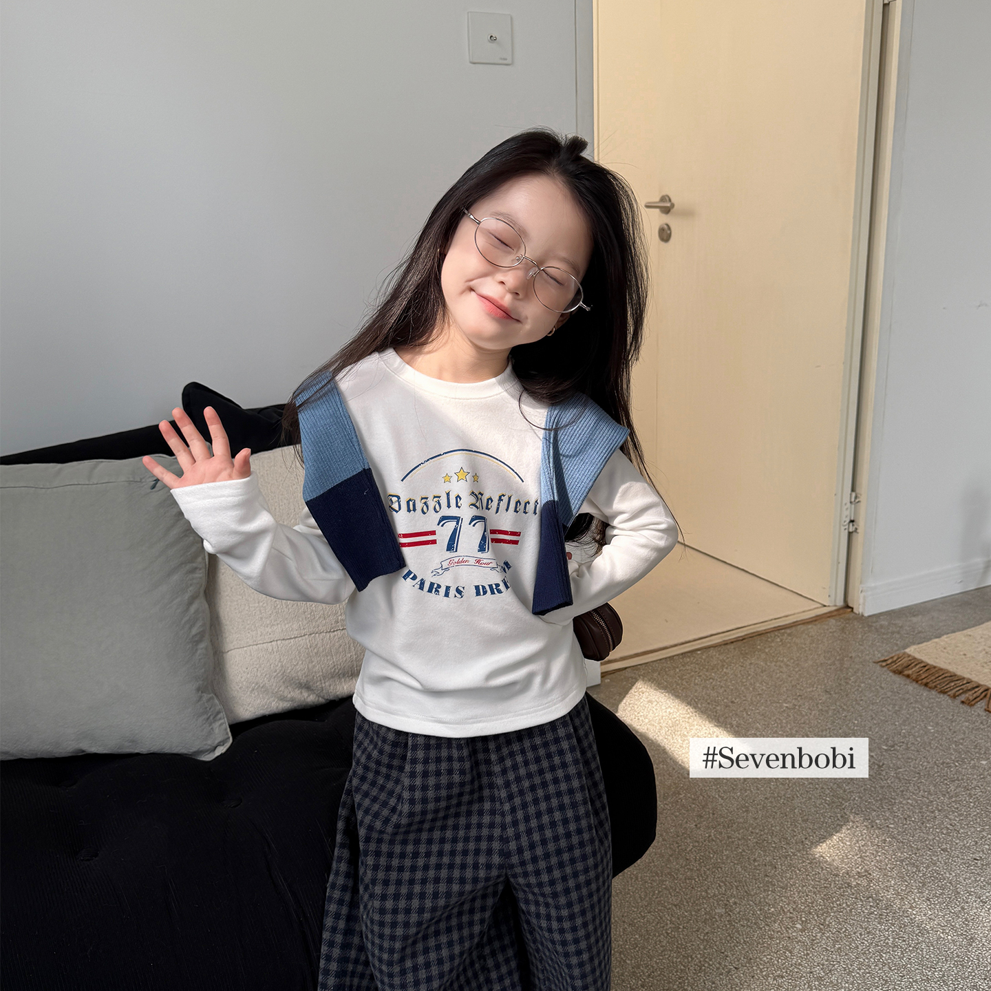 SKH2543女大童韩版字母印花T恤2025冬装新款儿童休闲百搭上衣潮