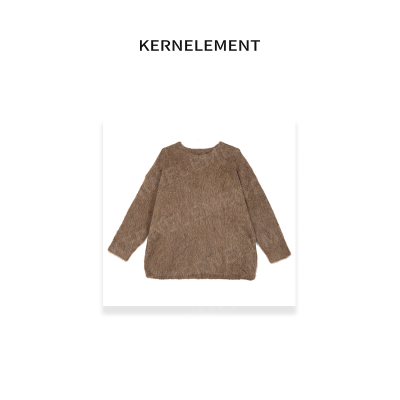 KE「椰椰玛琪朵」羊驼毛秋冬氛围感圆领阔版套头毛衣QM193