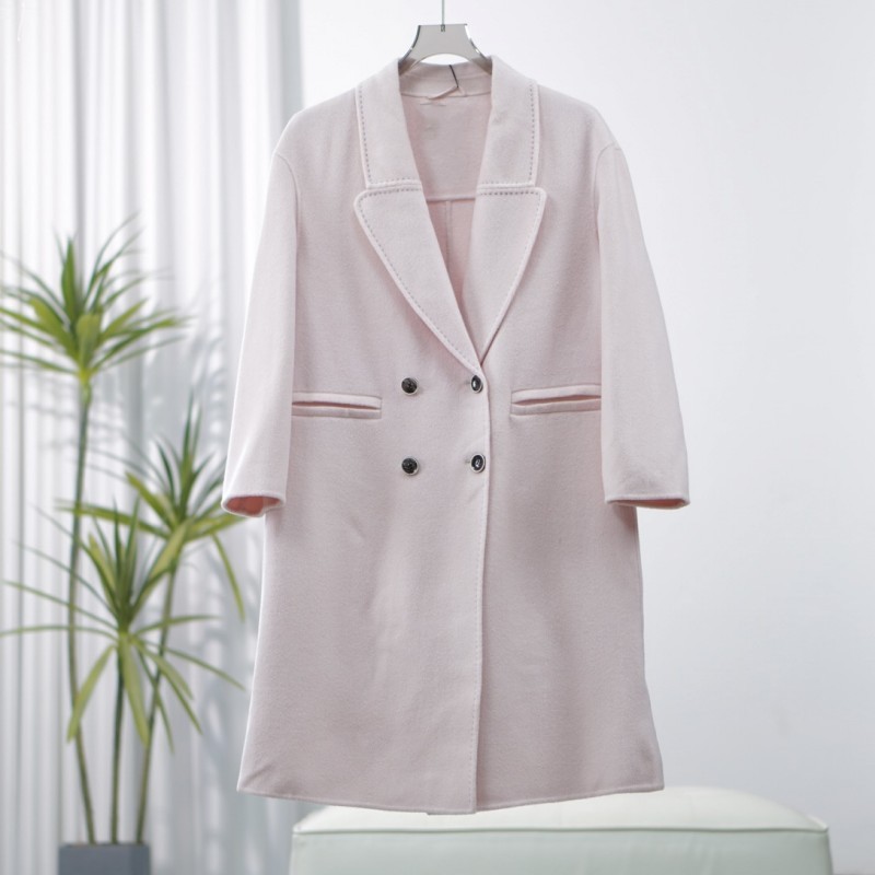 朗S系列  F411  女装时尚秋冬简约长款双面呢外套香雾粉8Q523B225