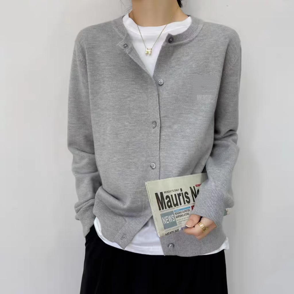 罗家开衫清仓版简约灰色