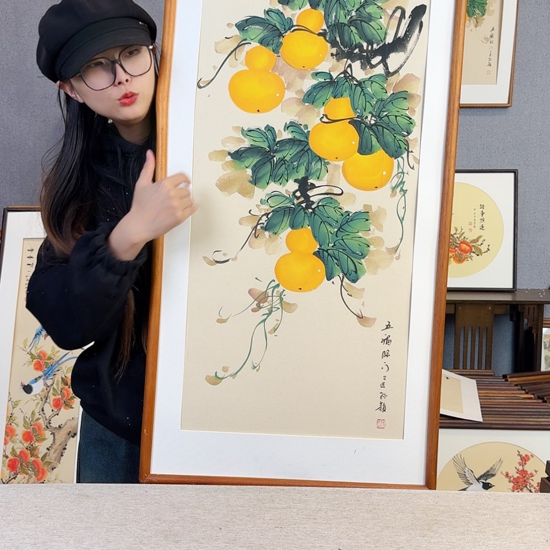 书法纯手绘，纯手写带框尺寸：53×103厘米